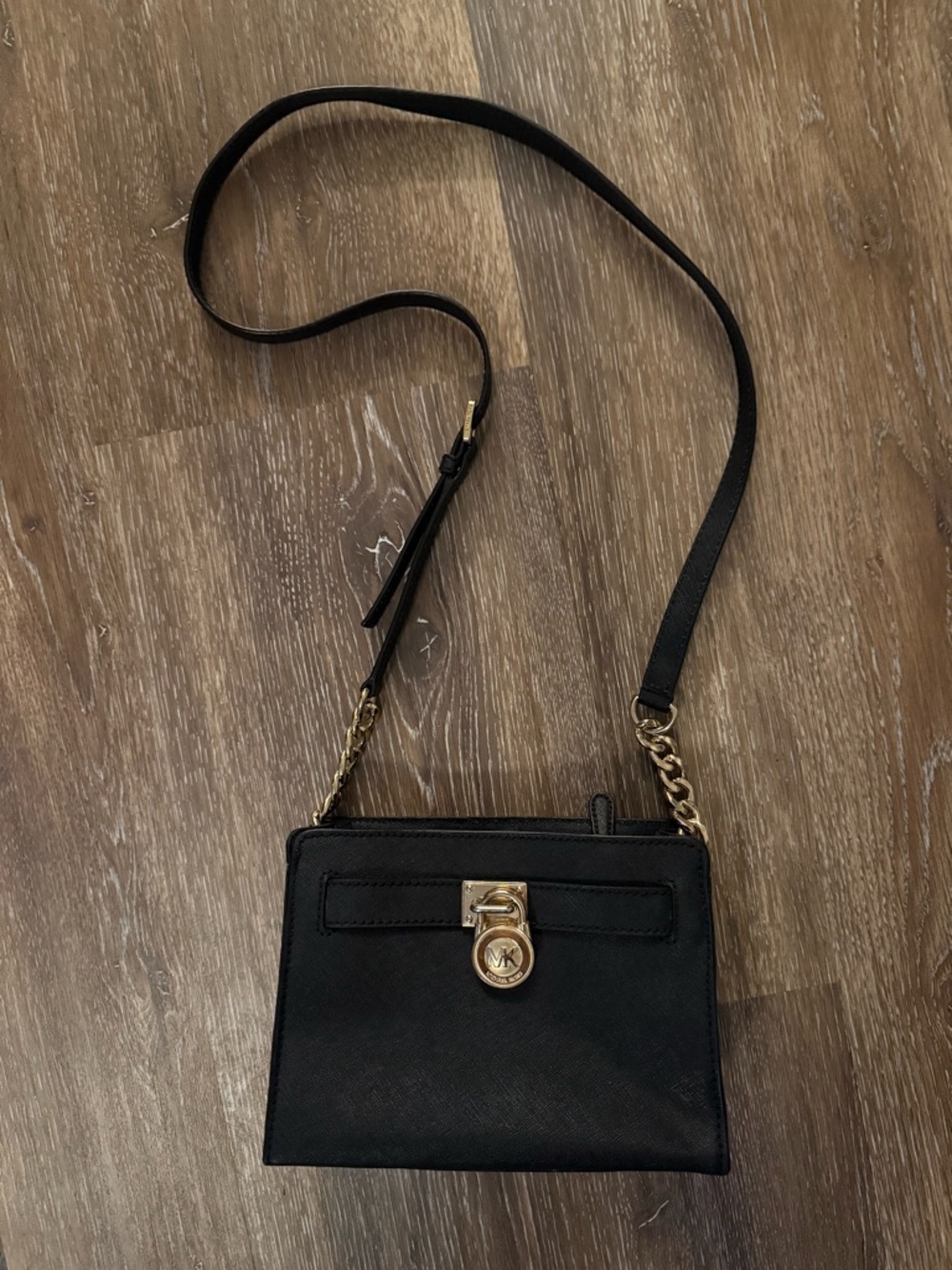 Michael Kors Black Crossbody Bag with Gold Hardware